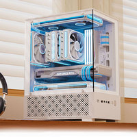 Boîtier PC de bureau OEM avec panneau latéral en verre, ventilateur RGB 120 mm, boîtier PC de jeu en verre transparent, prend en charge l'alimentation ATX