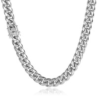 Chaîne de collier cubaine brillante en acier inoxydable couleur argent, étanche et inaltérable, style hip-hop, largeur de 6 mm à 22 mm
