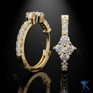 Lab Grown CVD HPHT Diamond Cluster Huggie <b>Hoop</b> <b>Earrings</b> Pave 14K <b>Solid</b> Gold Luxury Women Wedding Bridal Jewelry KRUP JEWELS - Product Image 1
