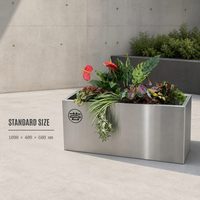 Kotak Penanam Tanaman dari Baja Anti Karat Custom 1000x400x600 Persegi Panjang, Pot Bunga Logam untuk Taman Luar Ruangan, Hotel Modern, Pembatas, dan Penanam Tipe Trough