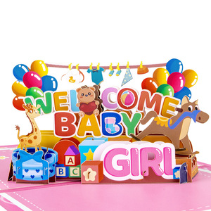 Creatieve papieren lasergesneden 3D-wenskaarten voor pasgeborenen, gevouwen, welkom baby jongen/meisje, 3D pop-up wenskaarten cadeau - Product Image 3