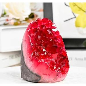 Escultura de Cristal 3D de Cuarzo Rojo Vino Oscuro de 300-400g, Geoda de Cuarzo en Bruto, Decoración para el Hogar - Product Image 6