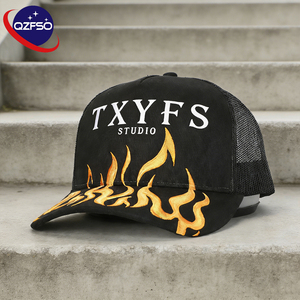 Fabricante QZFSO, Gorras de Béisbol con 6 Paneles y Diseño de Llamas, Logotipo Bordado en el Borde, Gorras Trucker Personalizadas para Niños y Unisex - Product Image 1