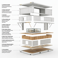 Maison conteneur modulaire préfabriquée en acier, cabine portable avec auvent et comptoir de service pour bureau commercial