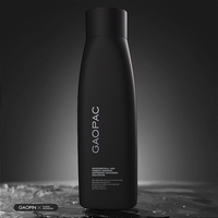 Bouteille de shampooing vide en plastique HDPE recyclable de 350ml bouteille à presser de lavage de corps de surface noire mate avec bouchon à disque