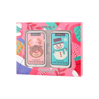 Coffret cadeau de lotion corporelle solide 10g*2, édition Noël, avec un renne et un bonhomme de neige dans une boîte portable, idéal comme cadeau festif.