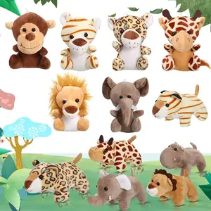 Mini animali della foresta farciti personalizzati giocattoli di peluche animali della giungla dimensioni personalizzate simpatico peluche elefante leone giraffa tigre peluche