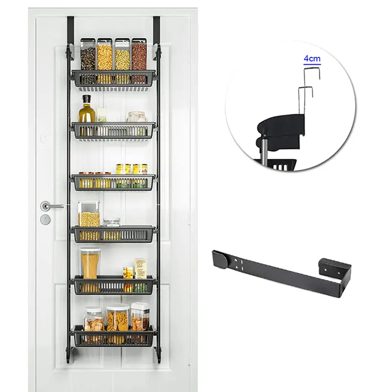6 개의 바구니 옷장 문 덧대진 걸이를 가진 내각 문 저장 조직자 위에 거는 선반