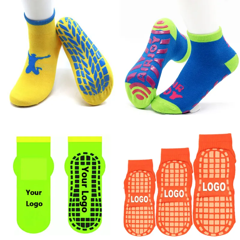 Chaussettes personnalisées en coton polyester pour enfants, enfants, adultes, football, football, hommes, femmes, trampoline antidérapant et antidérapant