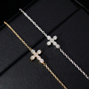Juego de Joyería con Cruz de Diamantes Cultivados en Laboratorio en Oro Sólido de 18K Xinfly |   Pulsera y Pendientes Minimalistas y Elegantes para Mujer |   VVS DE |   AU750 - Product Image 3