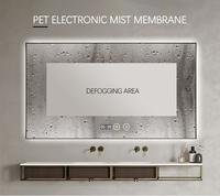 Luxury Custom Size Antifog Frameless Illuminated Bathroom Mirror Wall Mounted Smart Led Mirror With Time Display