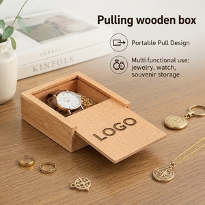 Boîte à bijoux en bois au design nouveau, avec couvercle coulissant personnalisé, boîte cadeau en bois avec couvercle extractible - Product Image 2