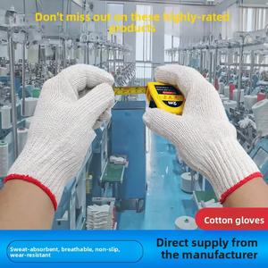 Gants de travail en coton blanc tricoté texturé, résistants à l'usure, respirants, antidérapants, à bas prix, pour la construction - Product Image 5