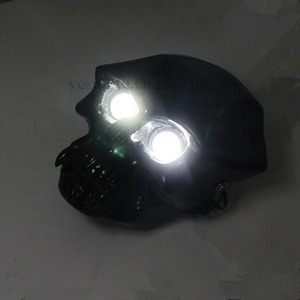 Phare universel personnalisé en forme de crâne LED, pour Harley, Honda, Yamaha, Suzuki, il peut avoir un éclairage à LED, 28-43mm - Product Image 2