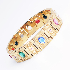 Großhandel Turmalin Kupfer Edelstahl Schmuck Freundschaft Magnetfeld therapie Charms Paar Quanten energie Armbänder - Product Image 3
