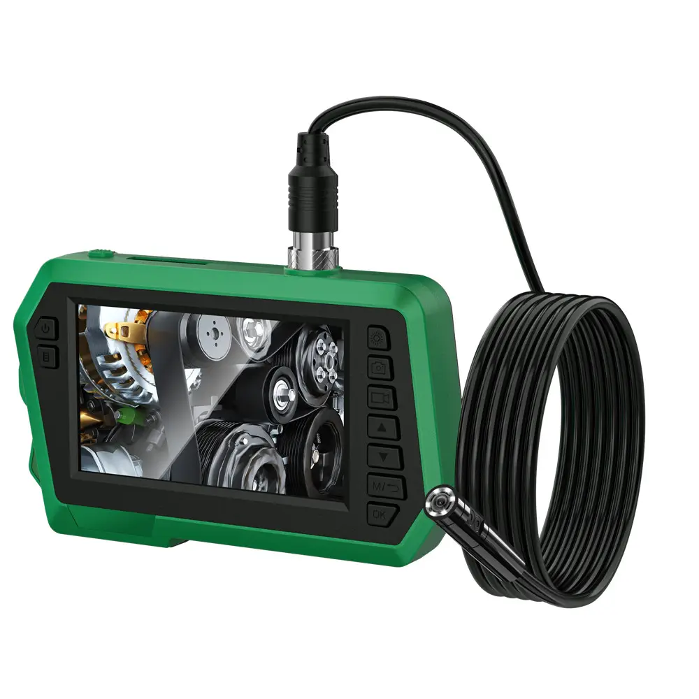 Green 4.3inch screen 2M IP67 Dual Lens Industrial Endoscope1080P Digital Borescope Inspection Sewer Camera 8mm 6 LED Lights