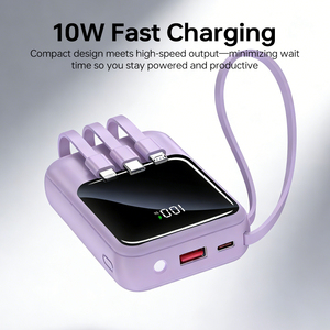 Power Bank con Display Digitale LED 10000mAh, Design a Specchio Full Screen, Uscita 2.0A, Batteria Portatile Nera e Bianca - Product Image 6