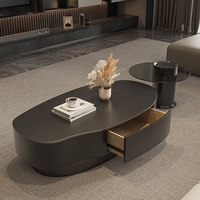 Table basse en dalle de pierre de forme spéciale - Design moderne minimaliste luxueux de forme elliptique pour différentes tailles, salon, maison