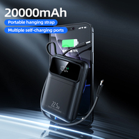 Batterie Li-polymère TDX TZ124 18W/22.5W Type-C à charge rapide, 20000mAh, mini écran numérique, certifiée CE/FCC, batterie externe 2-en-1