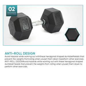 Thép HEX quả tạ đặt cho nhà tập thể dục 10kg đến 40kg trọng lượng miễn phí Tập Thể Dục Đào Tạo phòng tập thể dục thiết bị cao su tráng - Product Image 6