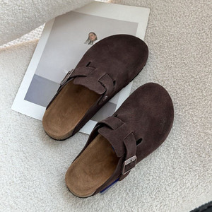 Zapatillas londinenses de ingeniería alemana unisex, zapatos de Casa de cobertura completa, cama de pie de corcho/lana de cuero curtido al aceite para el verano - Product Image 6