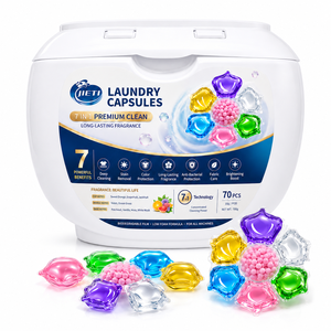 Cápsulas de lavandería JIETI 7 en 1 Premium Clean Pods 10g x 70 piezas con fragancia floral y frutal para uso en lavadora automática - Product Image 2