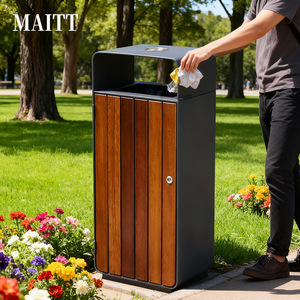 Customized high-end stainless steel outdoor waste <b>bins</b> for scenic spots and hotels; corrosion-resistant and <b>large</b> capacity for - Product Image 5