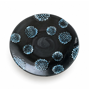 Assiettes de service en céramique de forme ronde, finition bleu profond sophistiqué, pour mariage - Product Image 1