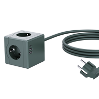 Multiprise intelligente moderne 3 voies pour maison connectée, 3 ports USB-A, 1 port USB-C, 3 prises UE, 16A