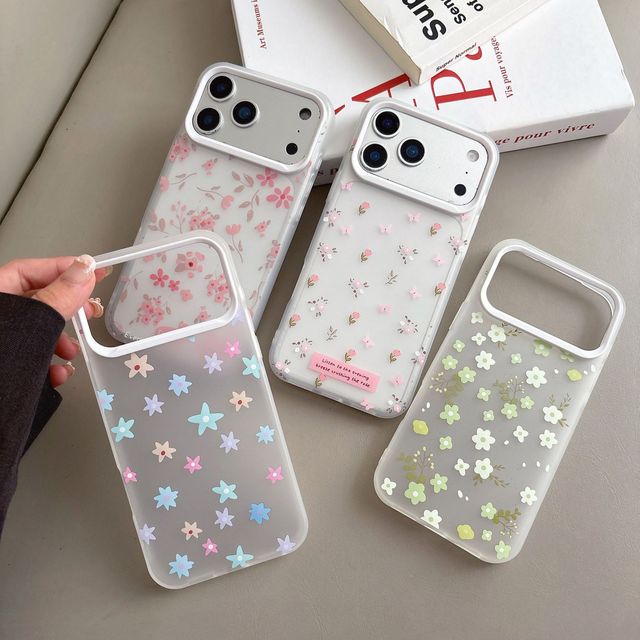 INS Fashion Pink Cute Flowers Printing Mobile Case for iPhone 17 16 15 Pro Max Girls Floral Design Phone Covers
