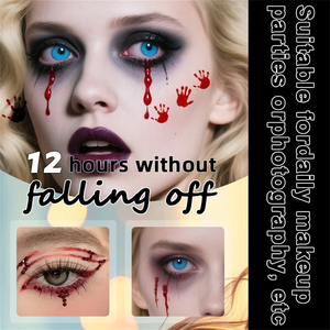 Tatuajes Faciales Temporales de Halloween, Pegatinas Impermeables con Diseños de Cicatrices, Sangre, Murciélagos y Calabazas para <span class=keywords><strong>Maquillaje</strong></span> de Fiesta de Halloween - Product Image 5