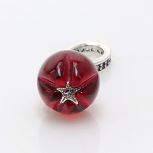 Encanto de moda europea y americana Nuevo colgante de manzana roja de cristal de Murano de plata S925 <span class=keywords><strong>con</strong></span> regalo de circón para niños - Product Image 4