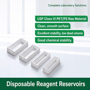 Vaso desechable de PET blanco de 50 ml, no estéril, con fondo en forma de V de bajo residuo, compatible con pipetas de 8 o 12 canales, para uso en <span class=keywords><strong>ELISA</strong></span>, depósito de reactivos - Product Image 2