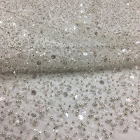 Tissu de luxe en tulle perlé français brodé de perles pour robe de soirée, mariage, textile de maison, couleur personnalisée, léger