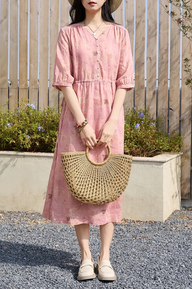 Nhà Máy Bán Buôn Linen Dresses Cho Phụ Nữ Lỏng Lẻo Hình Thức Tùy Chỉnh Chất Lượng Cao Của Phụ Nữ Quần Áo Dài Ăn Mặc Thiết Kế Ban Đầu