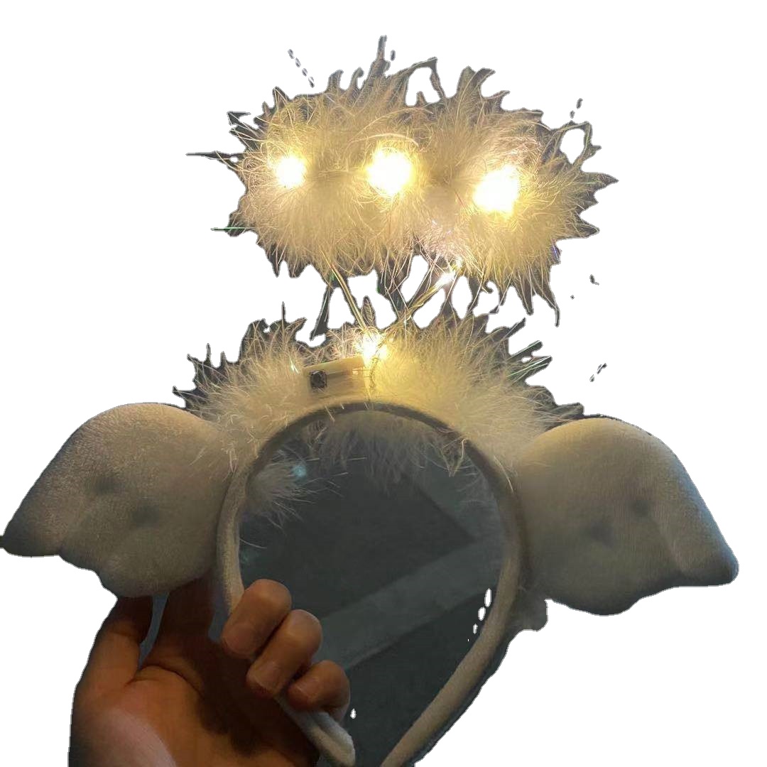 Лидер продаж, светодиодная светящаяся повязка для волос с крыльями ангела, светящаяся повязка на голову для выпускного вечера