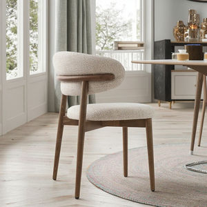 Chaise de salle à manger en bois massif nordique, style familial, luxe léger, simple, dossier crème, vent <span class=keywords><strong>blanc</strong></span> - Product Image 2