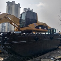 Excavatrice amphibie sur chenilles CAT320C de 20 tonnes à long bras pour dragage, avec moteur et pompe d'origine, flottante pour zones marécageuses, sûre et fiable, 330d
