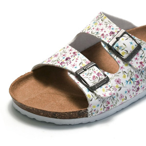 Sandalias planas estampadas con correa <span class=keywords><strong>de</strong></span> doble hebilla para mujer, zapatos <span class=keywords><strong>de</strong></span> corcho <span class=keywords><strong>de</strong></span> alta calidad - Product Image 3