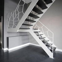 Escalier en fer à double poutre pour grenier intérieur, escaliers en acier et bois creux ou massif, sur mesure, fabrication et installation intégrées