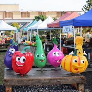 Sculptures de fruits et légumes de dessins animés-Ensemble ludique en fibre de verre pour cafés et salles de jeux pour enfants - Product Image 3