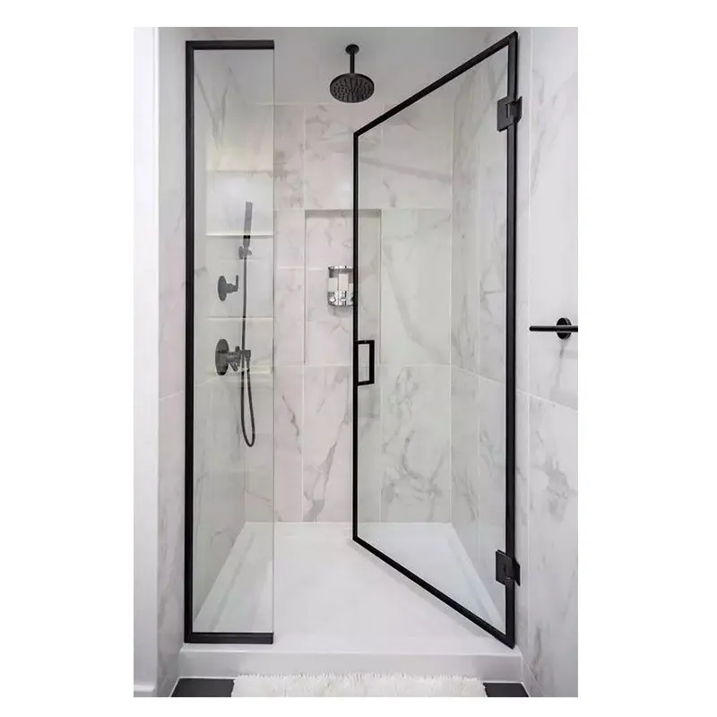 DreamLine uniboor Min Open Glass Shower Box Ideas porta doccia incernierata senza telaio porta in vetro trasparente finitura nera satinata