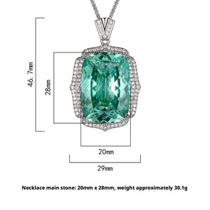 Trendy Bright Finish Eco-friendly <b>Copper</b> Jewelry 20*28mm Paraiba Green Cubic Zirconia Pendant Necklace for Female Wedding - Product Image 6