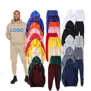 Özel logo 240gsm eşofman erkekler kadınlar için unisex jogger set polar hoodie spor giyim boş