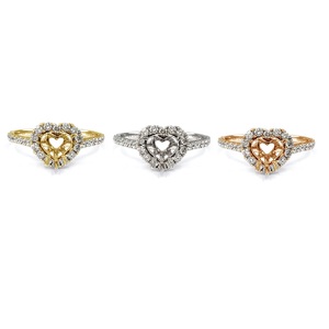 Expédition directe depuis l'usine chinoise : Bijoux fins en or blanc massif 18 carats avec diamant véritable en forme de cœur, semi-monture pour fiançailles, mariage et fêtes - Product Image 4