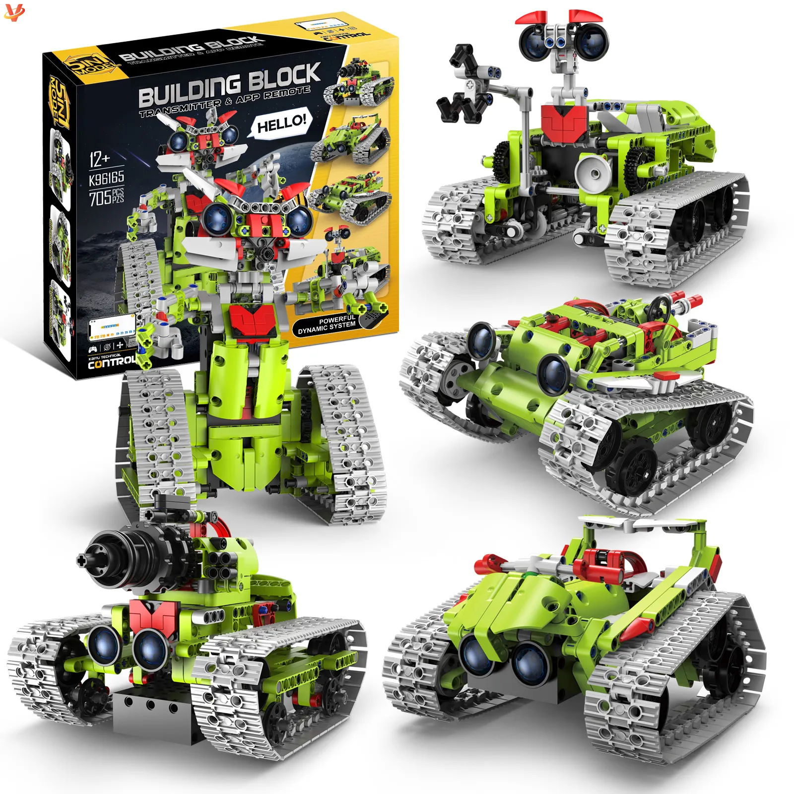 5 em 1 RC Robô Rastreado veículo tanque montar blocos de construção 2.4G APP controlado brinquedo educacional kit de aprendizagem ciência