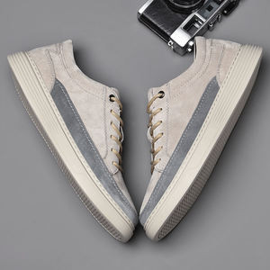 Chaussures de skate basses en peau de porc pour hommes, chaussures de sport respirantes en cuir véritable polyvalentes toutes saisons - Product Image 2