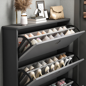 Luxury modern wooden shoe rack cabinet double-deck dump shoe storage cabinet
