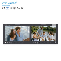 Monitor de Montaje en Rack FEELWORLD FRM1001G Dual de 10.1 Pulgadas 4RU, 12G-SDI 4K HDMI 1920x1200 IPS, Embalaje con Logotipo Personalizado Directo de Fábrica OEM