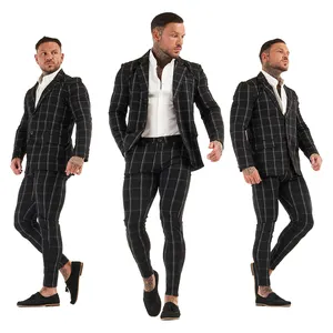 Jaqueta masculina de algodão xadrez preto personalizado, casacos personalizados para homens